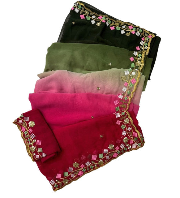 Women's Georgette Embroidered Saree With Unstitched Blouse 5.5Mtr (Multi)