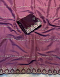 Women's Georgette Embroidered Saree With Unstitched Blouse 5.5Mtr (Pink)
