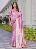 Women's Jacquard Printed Saree With Unstitched Blouse 5.5Mtr (Lavender)