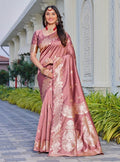 Women's Jacquard Printed Saree With Unstitched Blouse 5.5Mtr (Pink)