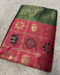 Women's Jacquard Printed Saree With Unstitched Blouse 5.5Mtr (Pink)