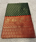 Women's Jacquard Printed Saree With Unstitched Blouse 5.5Mtr (Dark Green)