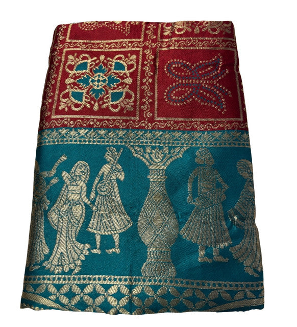 Women's Jacquard Printed Saree With Unstitched Blouse 5.5Mtr (Maroon)