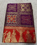 Women's Jacquard Printed Saree With Unstitched Blouse 5.5Mtr (Wine)