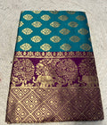 Women's Jacquard Printed Saree With Unstitched Blouse 5.5Mtr (Turquoise)