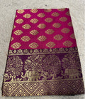 Women's Jacquard Printed Saree With Unstitched Blouse 5.5Mtr (Magenta)