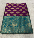 Women's Jacquard Printed Saree With Unstitched Blouse 5.5Mtr (Purple)