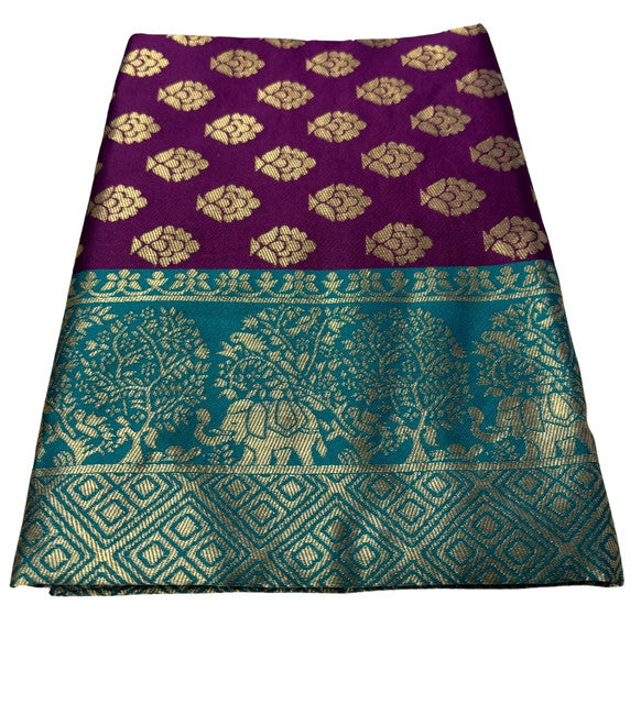 Women's Jacquard Printed Saree With Unstitched Blouse 5.5Mtr (Purple)