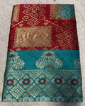 Women's Jacquard Printed Saree With Unstitched Blouse 5.5Mtr (Maroon)