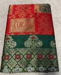 Women's Jacquard Printed Saree With Unstitched Blouse 5.5Mtr (Red)