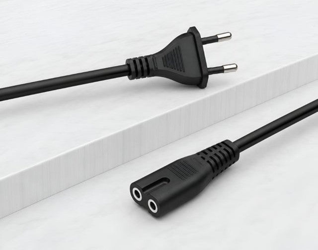 Generic 2Pin Universal AC Power Cord Wire 2.3m (7.5 ft) Compatible with LED TV, Printer, Laptop, PC, Camera (Black)