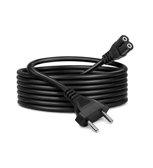 Generic 2Pin Universal AC Power Cord Wire 2.3m (7.5 ft) Compatible with LED TV, Printer, Laptop, PC, Camera (Black)