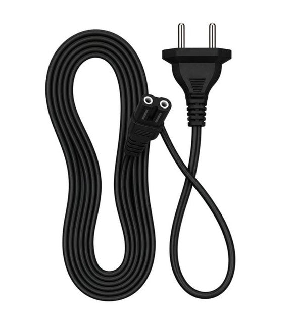 Generic 2Pin Universal AC Power Cord Wire 2.3m (7.5 ft) Compatible with LED TV, Printer, Laptop, PC, Camera (Black)