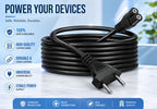 2Pin Universal AC Power Cord Wire 2.3m (7.5 ft) Compatible with LED TV, Printer, Laptop, PC, Camera (Black)
