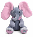 Wool Peek-a-Boo Musical Elephant Plush Toy (Grey-Pink)