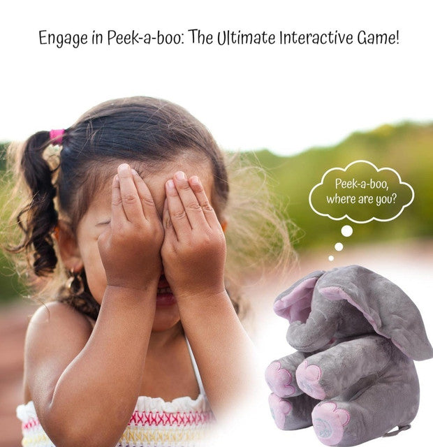 Generic Wool Peek-a-Boo Musical Elephant Plush Toy (Grey-Pink)