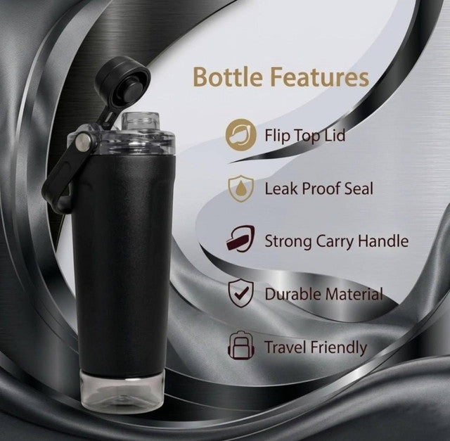Stainless Steel Gym Water Bottle with Carry Strap (Multicolor)