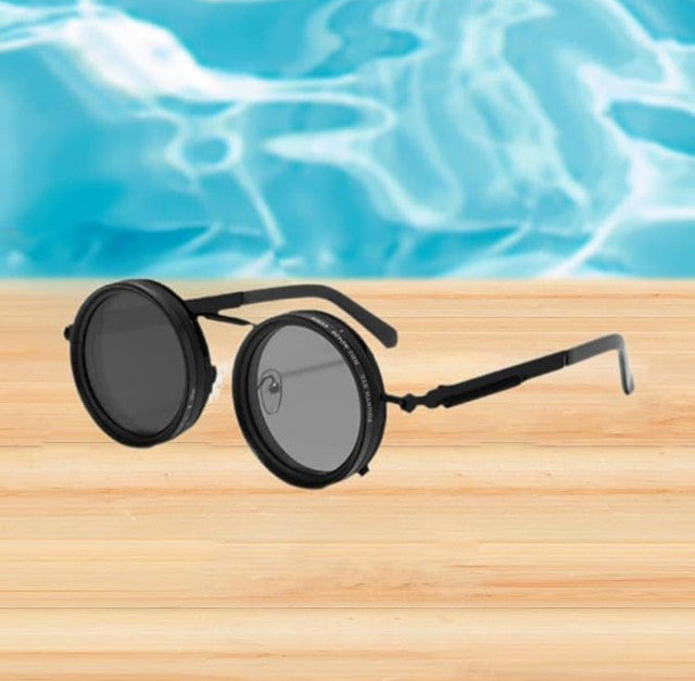 Generic Metal Adjustable Tint Sunglasses (Black)