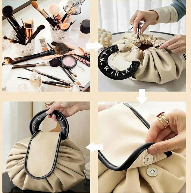 Generic Polyester Lazy Makeup Organizer Bag (Beige-Black)