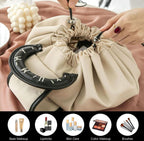 Polyester Lazy Makeup Organizer Bag (Beige-Black)