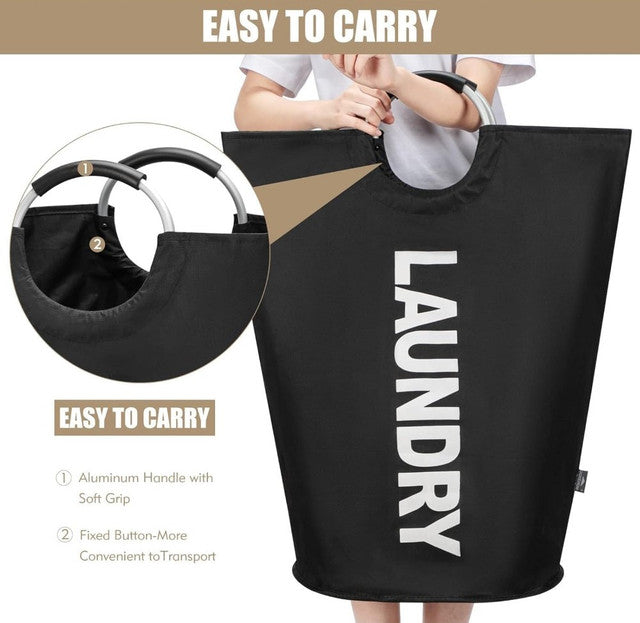 Generic Polyester 90 L Laundry Basket for Clothes Storage Bag (Black)
