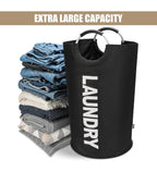 Polyester 90 L Laundry Basket for Clothes Storage Bag (Black)