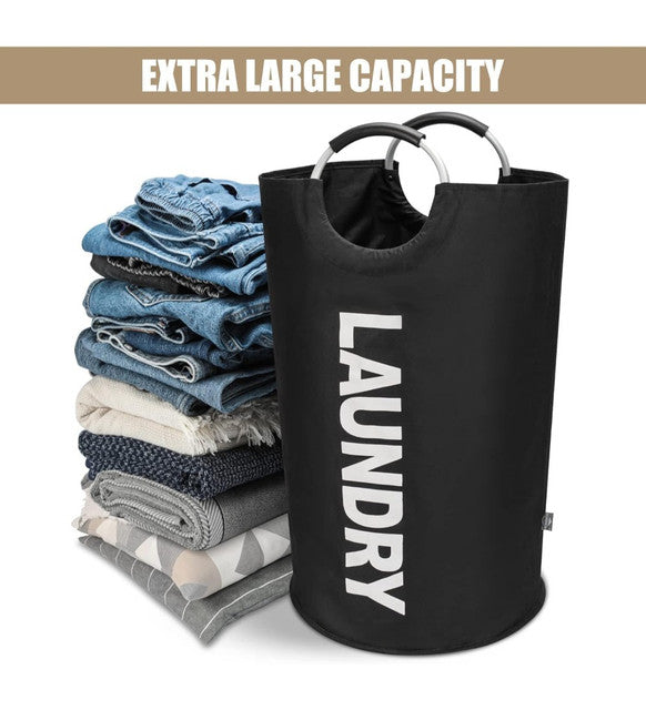 Generic Polyester 90 L Laundry Basket for Clothes Storage Bag (Black)