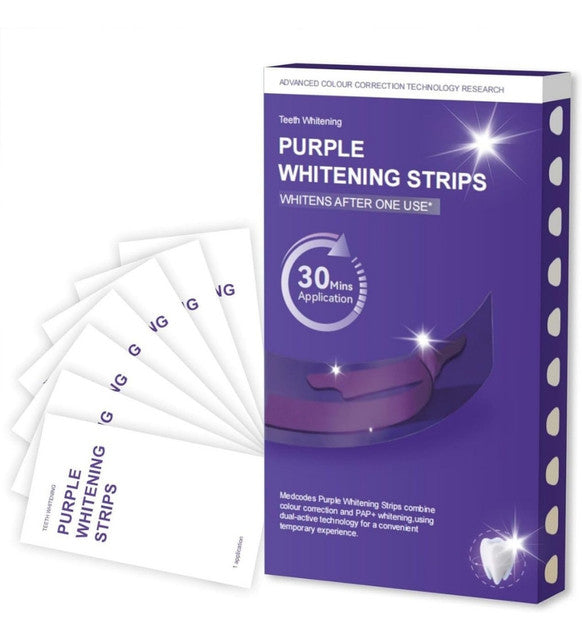 Fluoride Free Teeth Whitening Strips 7 Pieces Set (Purple)