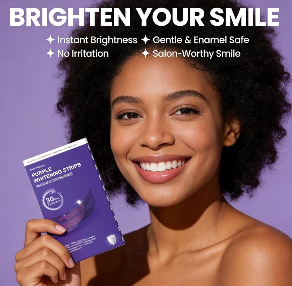 Fluoride Free Teeth Whitening Strips 7 Pieces Set (Purple)