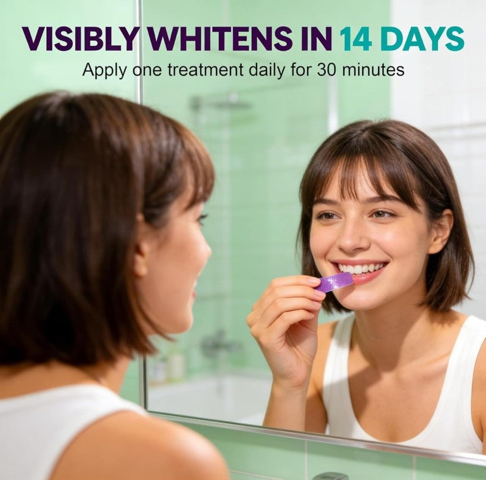 Fluoride Free Teeth Whitening Strips 7 Pieces Set (Purple)