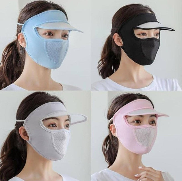 Elastic Women Cap With Mask (Multicolor)