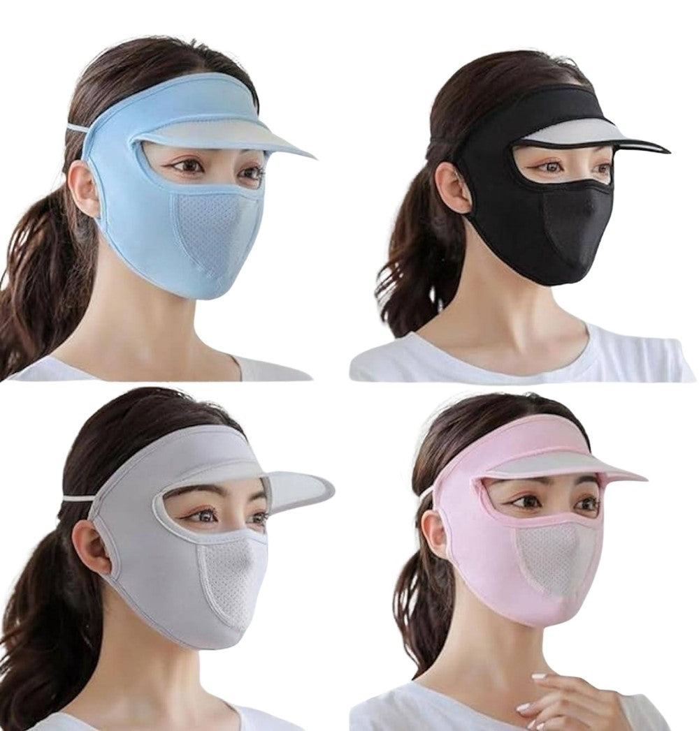 Elastic Women Cap With Mask (Multicolor)