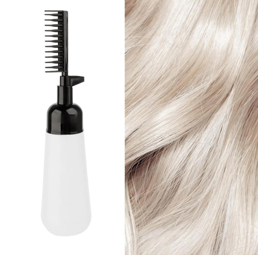 Generic Plastic Root Comb Hair Dye Applicator Bottle (Black)