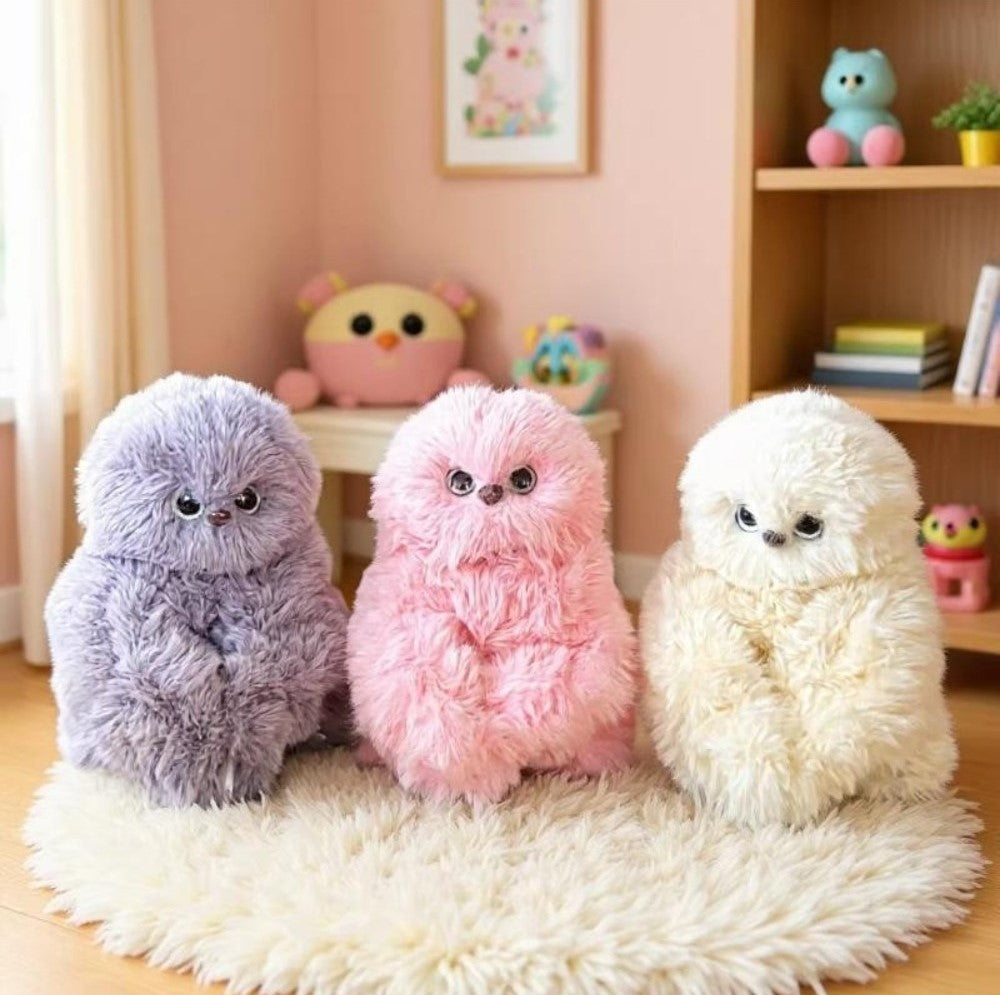 Faux Fur-Plush Head Shaking Owl Toy (Multicolor)