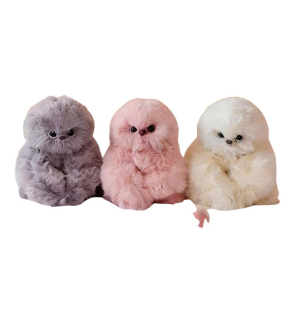 Faux Fur-Plush Head Shaking Owl Toy (Multicolor)