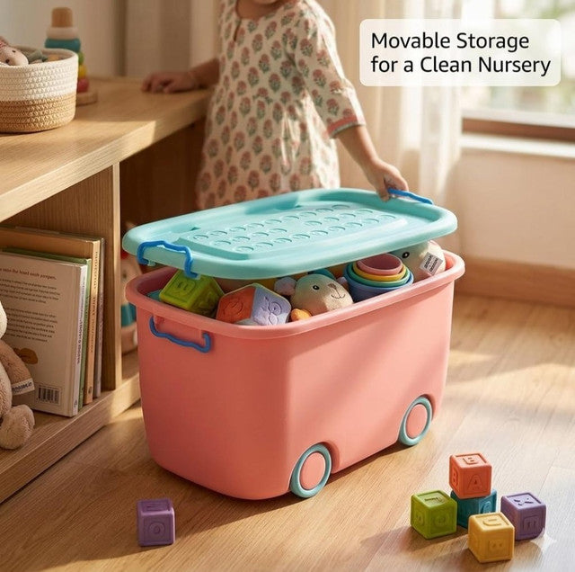 Generic Plastic 45 L Rolling Toy Storage Box� (Multicolor)