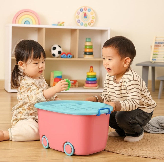 Generic Plastic 45 L Rolling Toy Storage Box� (Multicolor)