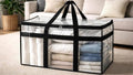 Acrylic Transparent Storage Bag with Zip & Handle (Transparent)
