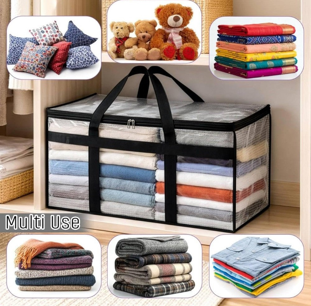 Acrylic Transparent Storage Bag with Zip & Handle (Transparent)