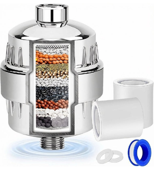 Stainless Steel 15 Stage Filtered Shower Head (Silver)