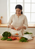 Cotton Vegetable Bag Size 12*12 - 10 Pieces Set (Beige)