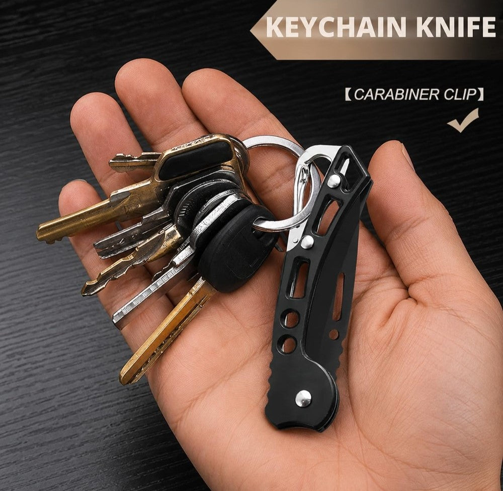 Stainless Steel Keychain Pocket Knife (Black)