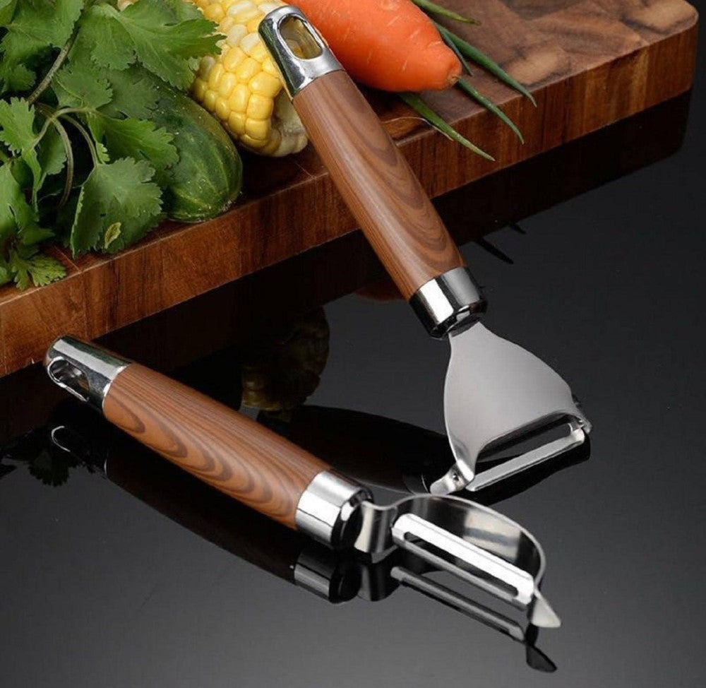 Generic Stainless Steel-Wood 2 pieces set Vegetable Peeler Sets (Silver)