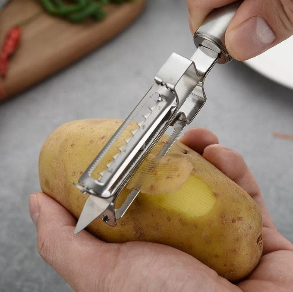 Stainless Steel 3-In-1 Vegetable Peeler (Silver)