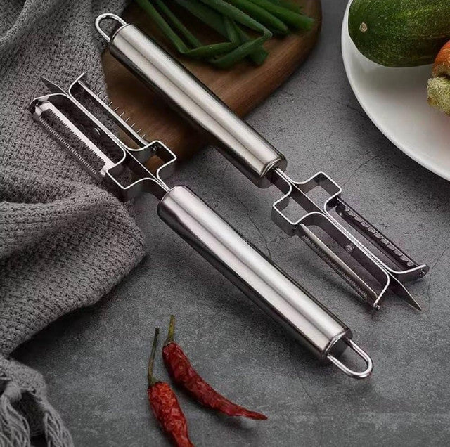 Stainless Steel 3-In-1 Vegetable Peeler (Silver)