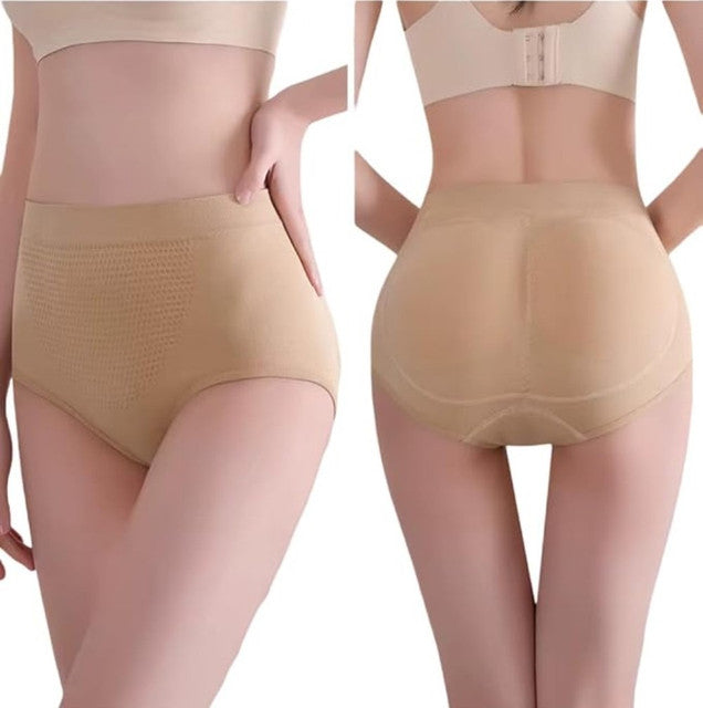 Generic Nylon-Cotton Blend Women's Paded Panty Free Size (Beige-Black)