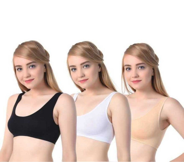 Cotton Blend Women's Air Bra Free Size (Multicolor)