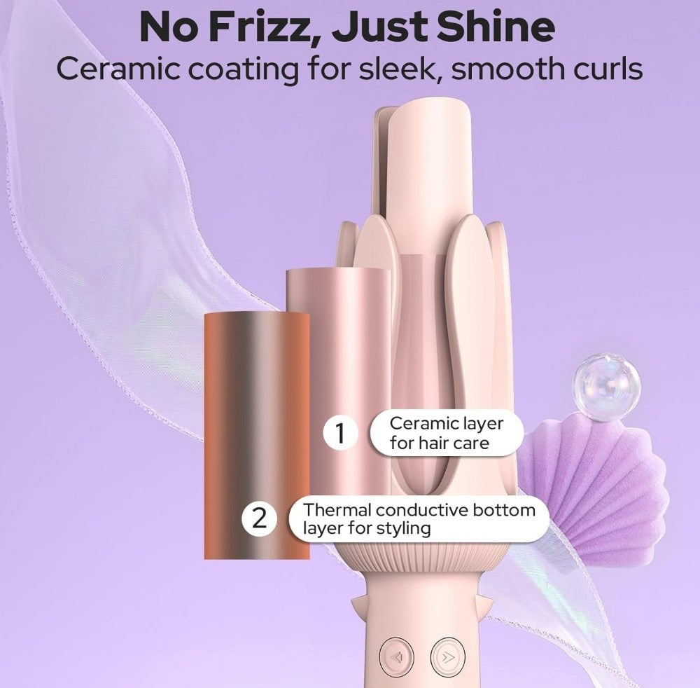 Generic Plastic-Stainless Steel Automatic Hair Curler (Pink)
