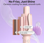 Plastic-Stainless Steel Automatic Hair Curler (Pink)
