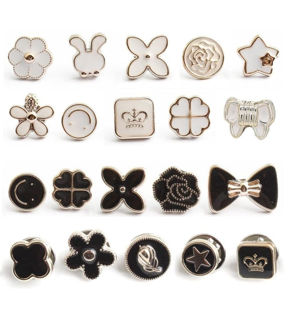 Generic Pack of 2  Metal 20 Pieces Brooch Pin for Women Jeans Shirt Coat Dress Clothes Sweater Hat Bags Brooch (Multicolor)